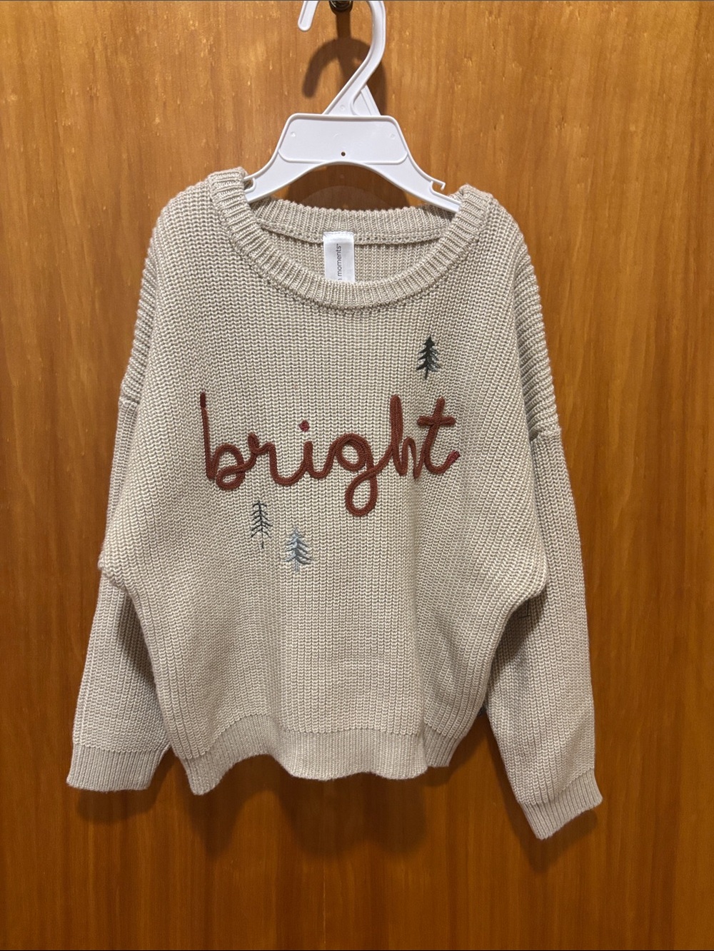Cream Knit Kids Sweater with 'bright' Embroidery